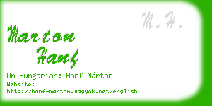 marton hanf business card